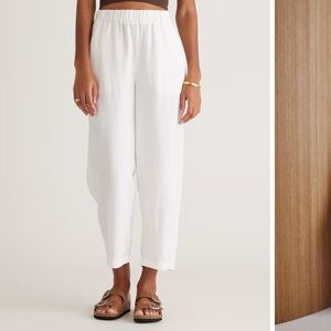 Quince White 100% European Linen Trousers (S) NWT